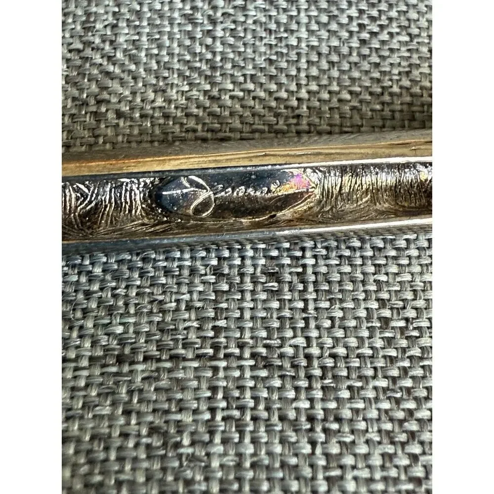 Jesera Bar Pin Brooch Vintage Silver Gold Tone Faux Pearl Crystal Classic 90s